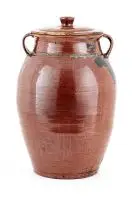 Bryan Everard-Haden, Standing Jar with Lid, hand-painted and glazed ceramic