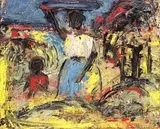 Gerard Sekoto, Mother and Child, oil on canvas