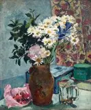 Still Life with Daisies and Cherries by Maud Sumner, oil on canvas laid down on board, sold Jun 2015