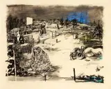 Shrouded Figure in a Landscape [Taking in the Landscape] by William Kentridge, chalk pastel and charcoal, sold Jun 2015