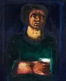 Man with a Cup by Robert Hodgins, oil on board, sold Jun 2015