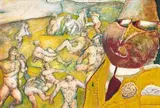 Robert Hodgins, Ubu in the Last Judgment Steam Baths, tempera on board