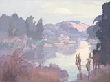 Sabie River by Jacobus Hendrik Pierneef, oil on board, sold Jun 2015