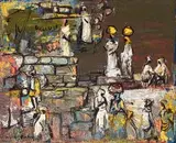 Women Fetching Water by Walter Battiss, oil on canvas, offered Jun 2015