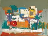 Hadramaut by Walter Battiss, oil on canvas, sold Jun 2015