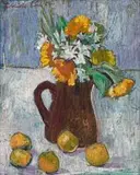 Freida Lock, Still Life with Spring Flowers and Fruit