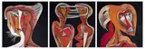 Four Heads, triptych by Cecil Skotnes, carved, incised and painted wood, over three panels, sold Jun 2015