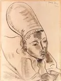 Irma Stern, Watussi Woman, charcoal