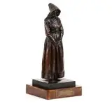 Anton van Wouw, Die Noitje van die Onderveld, bronze with a dark brown patina, on a wooden base