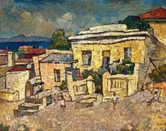Gregoire Boonzaier, Bo-Kaap, Overlooking Table Bay, oil on canvas