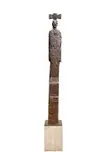 Deborah Bell, Sentinel IX, bronze with a brown patina, on a concrete base