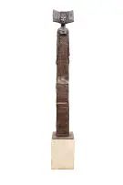 Deborah Bell, Sentinel III, bronze with a brown patina, on a concrete base