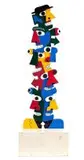 Norman Catherine, Totem, carved and painted wood, mounted on a marble base