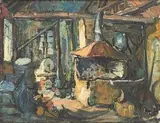 Blacksmith's Shop by Alexander Rose-Innes, oil on canvas, sold Nov 2014