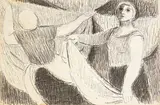 Eleanor Esmonde-White, Hanging the Washing, charcoal on paper