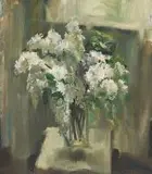 Clément Serneels, Still Life with Flowers in a Glass Vase, oil on canvas