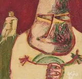 Robert Hodgins, Ubu in the Art School, tempera on board