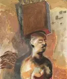 Deborah Bell, against the wall, pastel on paper