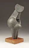 Edoardo Villa, Heraldic Figure V, bronze with a white patina, mounted on a wooden base