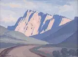 Mountain Pass by Jacobus Hendrik Pierneef, oil on board, offered Nov 2014