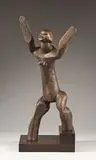 Sydney Kumalo, Figure with Outstretched Arms, bronze with a brown patina, mounted on a wooden base