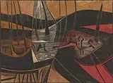 Landscape by Cecil Skotnes, carved, incised and painted wood panel, sold Nov 2014