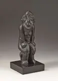 Sydney Kumalo, Madala V, bronze with a brown patina, mounted on a wooden base