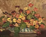 Nasturtiums in a Bowl by Adriaan Boshoff, oil on board, sold Nov 2014