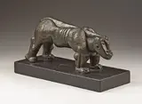 Sydney Kumalo, The Beast, bronze with a brown patina, mounted on a wooden base