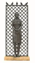 Kevin Roberts, Gatekeeper, bronze with a verdigris patina, mounted on a sandstone base