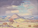 Jacobus Hendrik Pierneef, Undulating Landscape with Distant Mountains