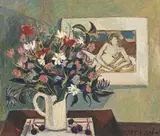 Interior with Still Life and Nude Study by Maurice van Essche, oil on board, sold Nov 2014