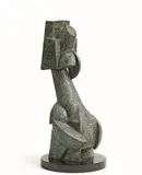 Edoardo Villa, Standing Figure, bronze with a verdigris patina, mounted on a marble base