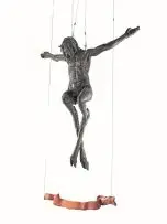 Wim Botha, Scapegoat, 2005, anthracite, epoxy resin, wood, cable and metal brackets