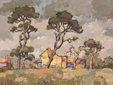 Volkshuis en Bome, Constantia, KP. by Gregoire Boonzaier, oil on board, sold Nov 2014