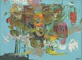 Whirlwind in the Sky by Walter Battiss, oil on canvas, sold Nov 2014