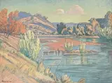 Landscape with River by Jacobus Hendrik Pierneef, oil on canvas, sold Nov 2014