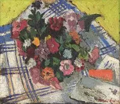 Freida Lock, Still Life with Flowers, oil on canvas
