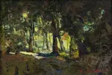 Sunlight in a Clearing by Titta Fasciotti, oil on board, offered Apr 2014