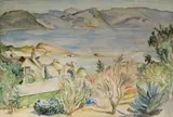 Seaside Cottage by Maud Sumner, pen, ink and watercolour, sold Apr 2014