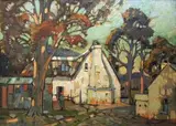 Sydney Carter, Cottages, Swellendam, oil on board