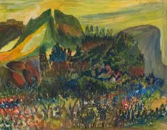 Gladys Mgudlandlu, Fire Mountain, tempera and watercolour on paper
