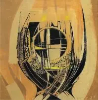 Abstract Composition with Yellow by Arthur Edward Cantrell, oil on card, offered Apr 2014