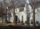 Gian-Piero Garizio, Stellenbosch Street Scene, oil on canvas laid down on board