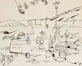 Skiathos, Greece by Walter Battiss, pen and ink, offered Apr 2014