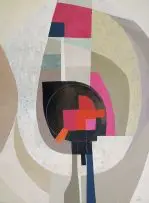 Arthur Edward Cantrell, Geometric Abstract, oil on card