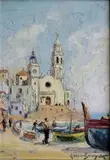 Carlo Sdoya, Mediterranean Fishermen, oil on board