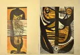 Abstract, two by Cecil Skotnes, woodcuts in colour, sold Apr 2014
