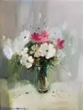 Wessel Marais, Cosmos in a Green Vase
