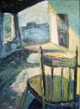 André François van Vuuren, Blue Interior, oil on canvas